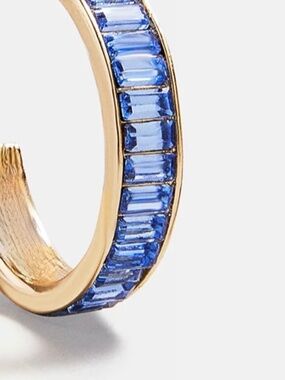 NWT ~ ANN TAYLOR Blue Crystal Baguette Hoop Earrings
